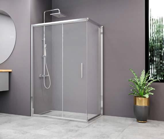 Aqunail Minnesota 6mm Dikdörtgen Krom Profil Şeffaf Cam Duşakabin 70x110cm resmi