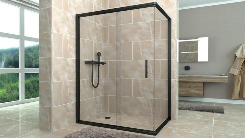 Aqunail Minnesota 6mm Dikdörtgen Siyah Profil Şeffaf Cam Duşakabin 70x110cm resmi