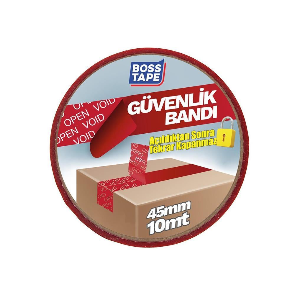 Boss Tape Güvenlik Bandı 45 Mmx10mt Kırmızı resmi