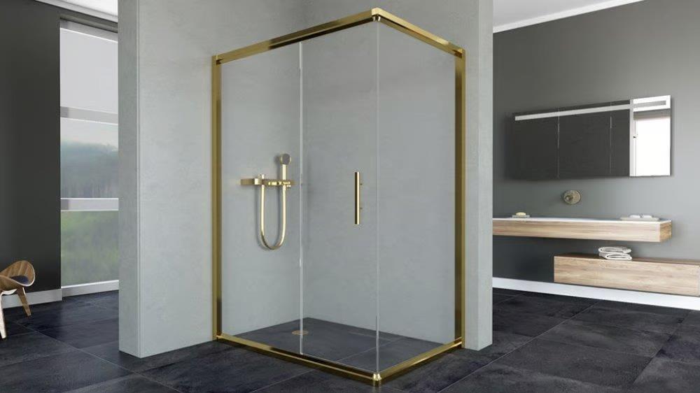 Aqunail Minnesota 6mm Dikdörtgen Altın Profil Şeffaf Cam Duşakabin 70x150cm resmi