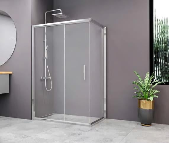 Aqunail Minnesota 6mm Dikdörtgen Krom Profil Şeffaf Cam Duşakabin 70x140cm resmi