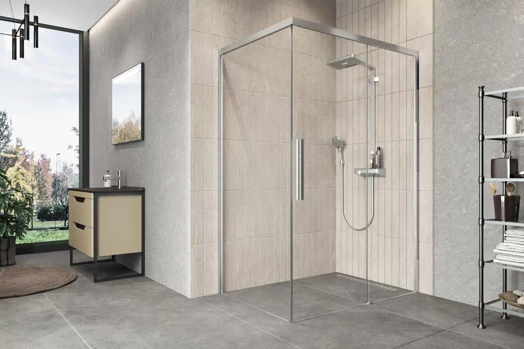 Aquanil Alfa 6mm Dikdörtgen Krom Profil Şeffaf Cam Duşakabin 90x130cm resmi