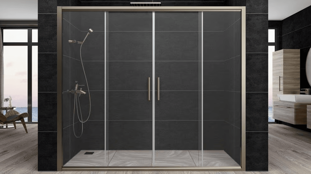 Aquanil Trend 6mm İki Duvar Arası Bronz Profil Şeffaf Cam Duşakabin 176-200cm Arası resmi