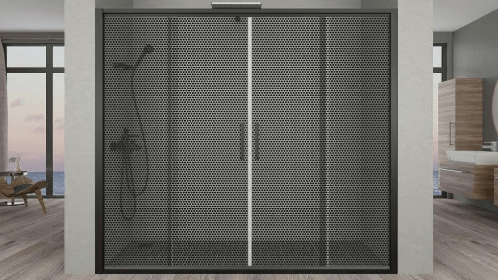 Aquanil Trend 6mm İki Duvar Arası Siyah Profil Darky Desen Cam Duşakabin 176-200cm Arası resmi