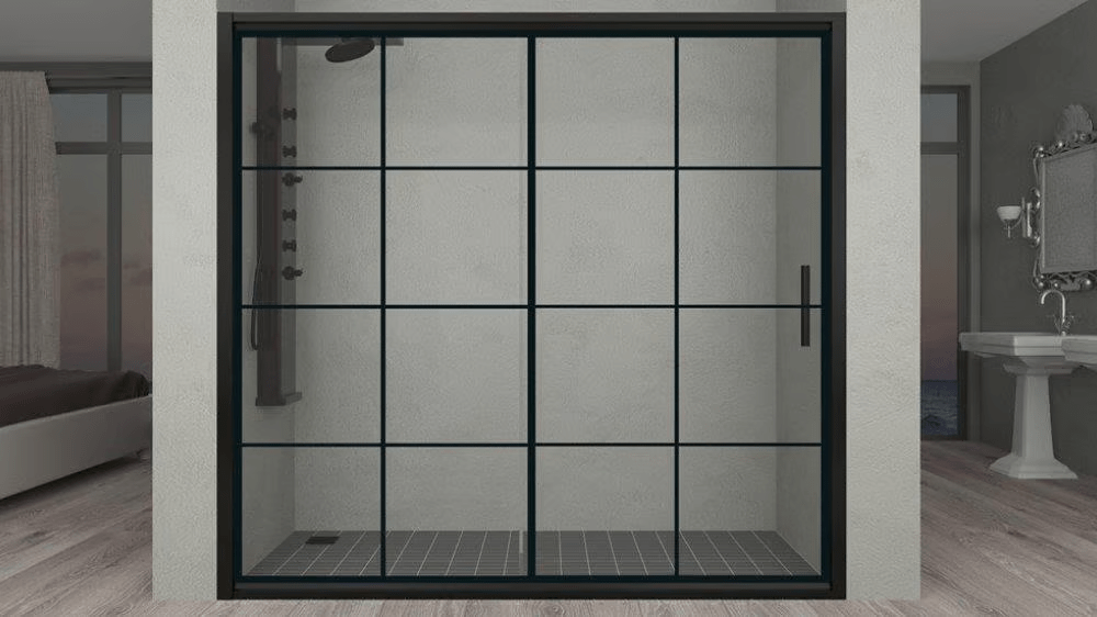 Aquanil Carmen 6mm İki Duvar Arası Siyah Profil Kare Desen Cam Duşakabin 136-160cm Arası resmi