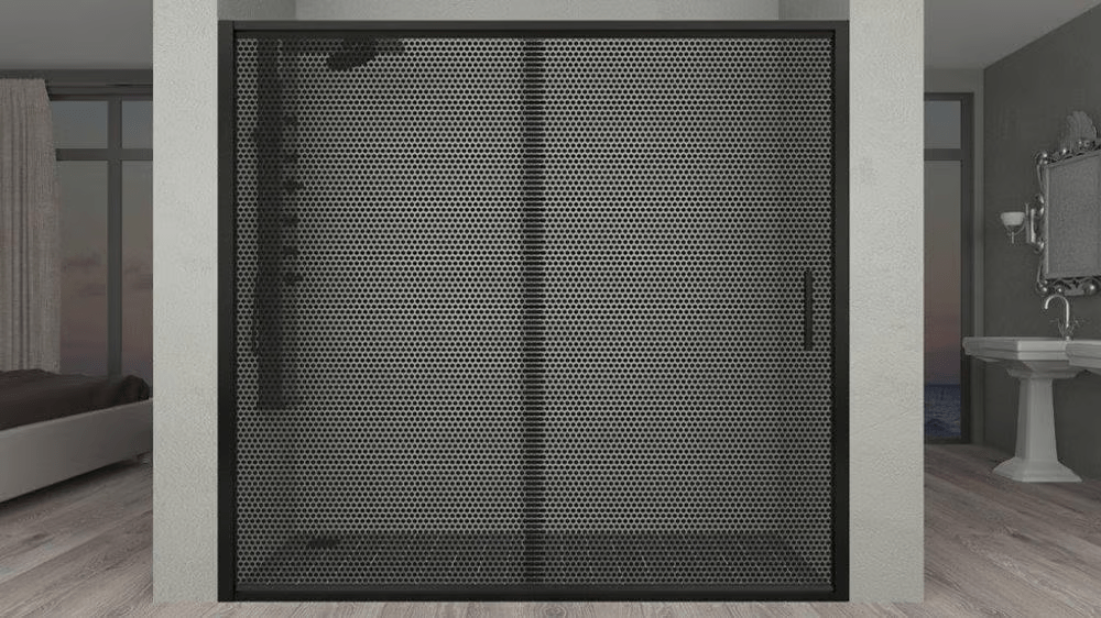 Aquanil Carmen 6mm İki Duvar Arası Siyah Profil Darky Desen Cam Duşakabin 136-160cm Arası resmi