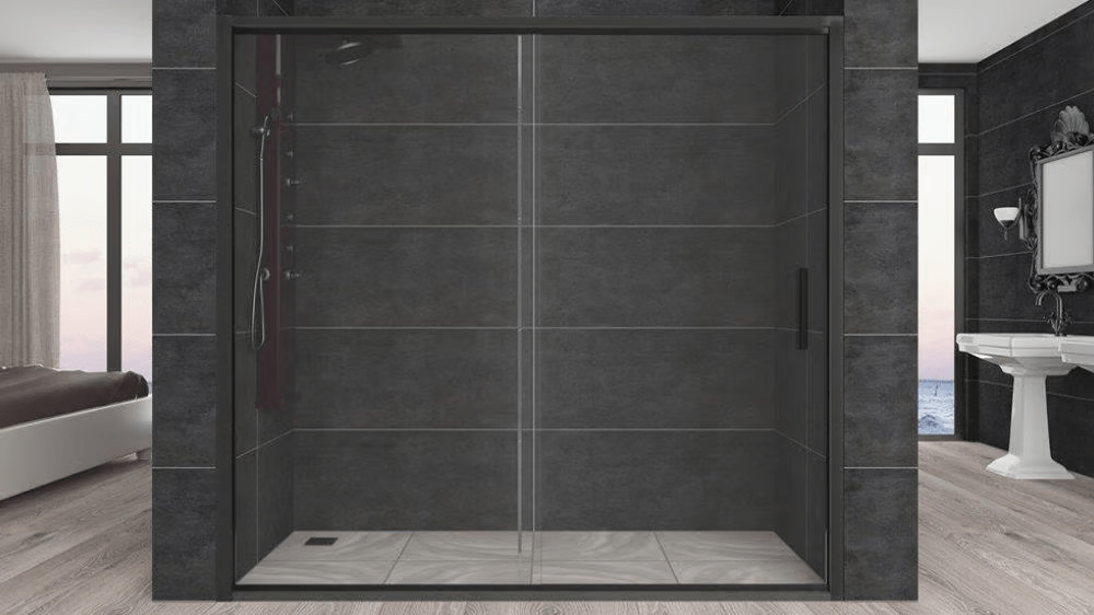 Aquanil Carmen 6mm İki Duvar Arası Siyah Profil Şeffaf Cam Duşakabin 136-160cm Arası resmi