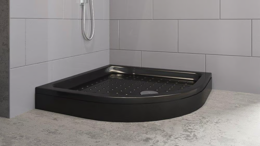 Aquanil Bony Panelli Oval Duş Teknesi Siyah 110x110cm resmi