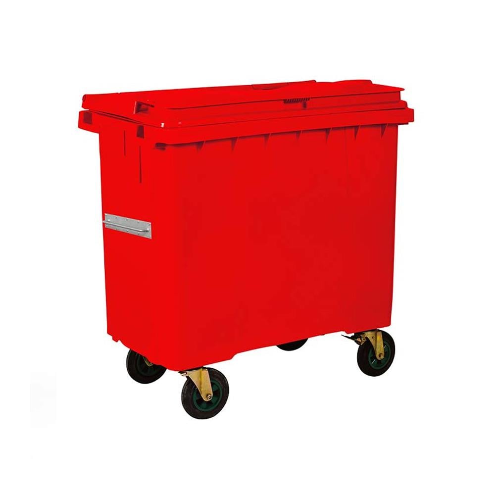 660 Lt Tekerlekli Çöp Konteyner Kırmızı CTK-6601 resmi