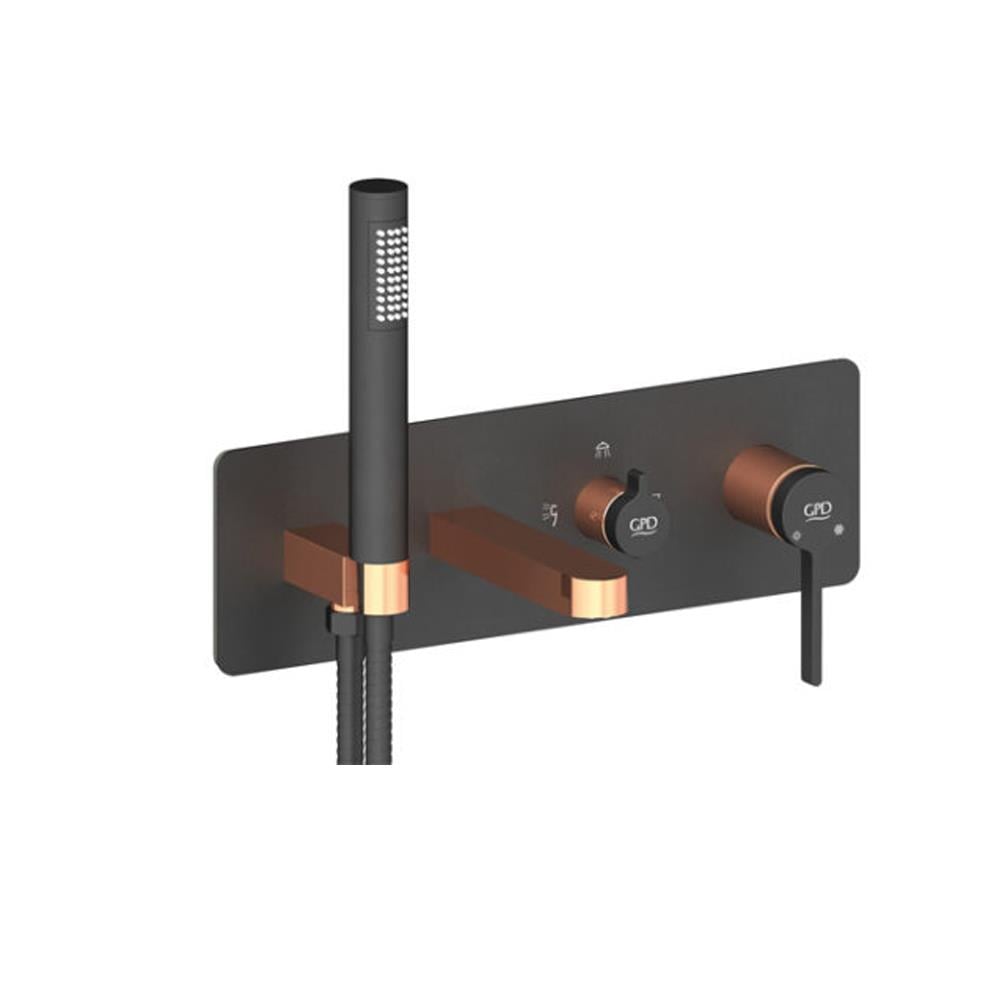 GPD Gildo Mix Kombine Ankastre Banyo Bataryası Siyah-rose Gold Mka165-s-r resmi