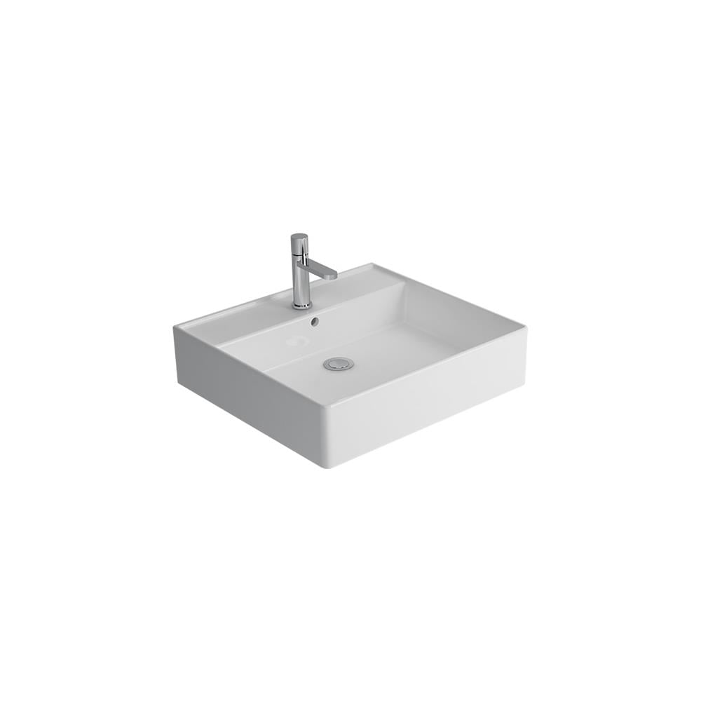 Newarc Tezgah Üstü Batarya Delikli Platin Lavabo 50X45X13Cm 5025 resmi