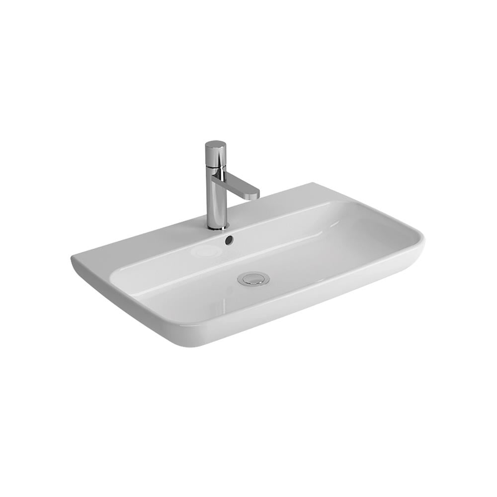 Newarc Tezgah Üstü Batarya Delikli Exsen Lavabo 80X47X12,5Cm 503080 resmi