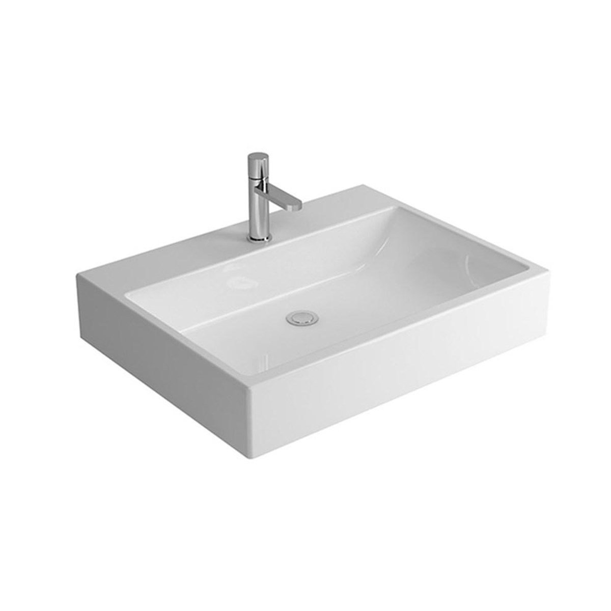 Newarc Power Tezgah Üstü Lavabo Beyaz 65x45x12cm POW.L.65 resmi