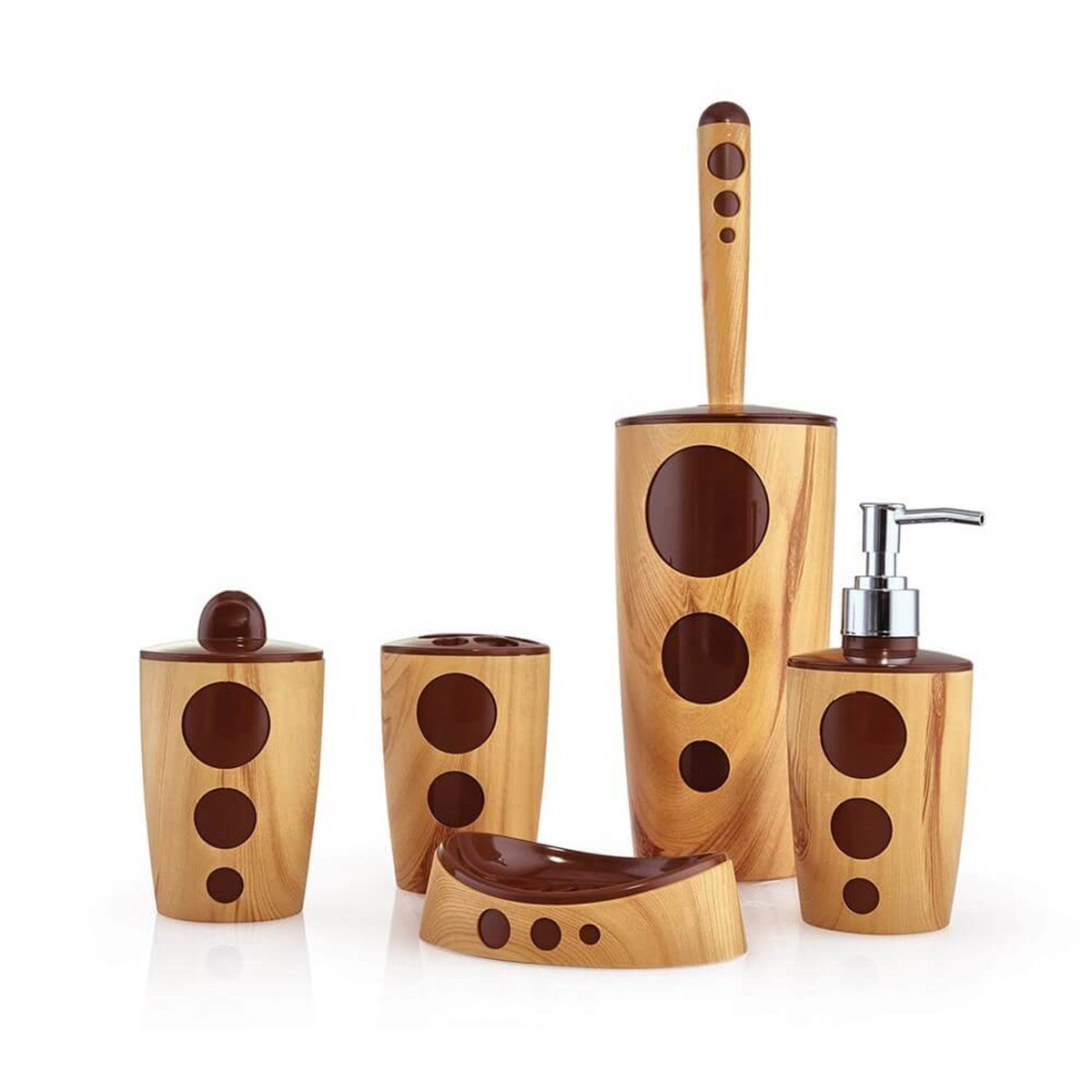 Flora F354 Punto Banyo Seti 5 Parça Ahşap Kaplama resmi