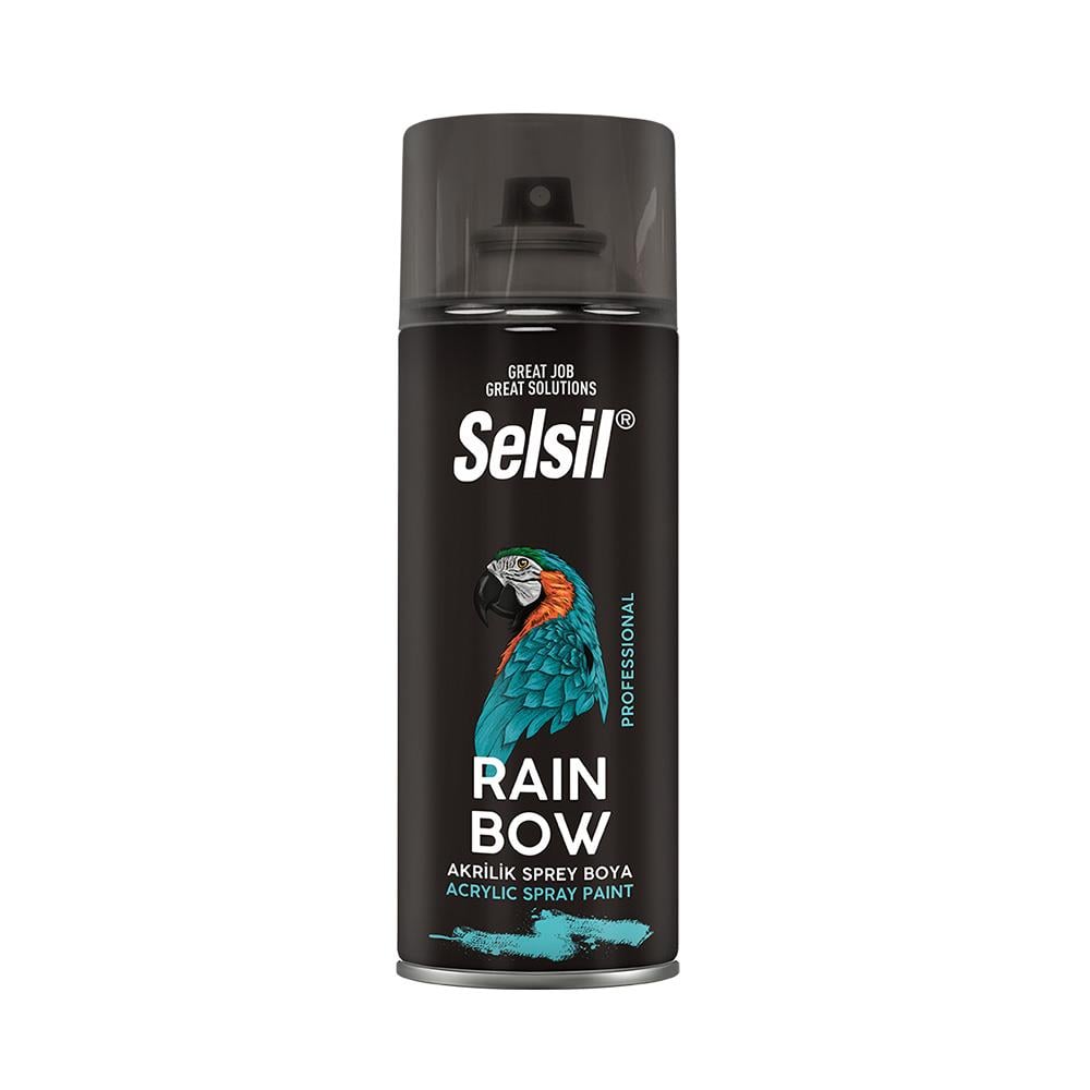 Selsil Rainbow Isıya Dayanıklı 600°C Akrilik Sprey Boya 400 ML Siyah TAB432 (RAL 9005) resmi