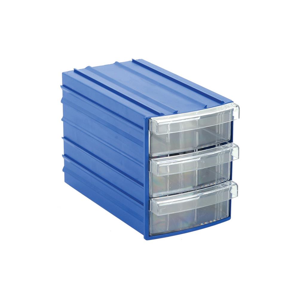 Sembol Plastik Oval Üç Çekmeceli Kutu Y 93 95x155x111mm Mavi-Şeffaf resmi