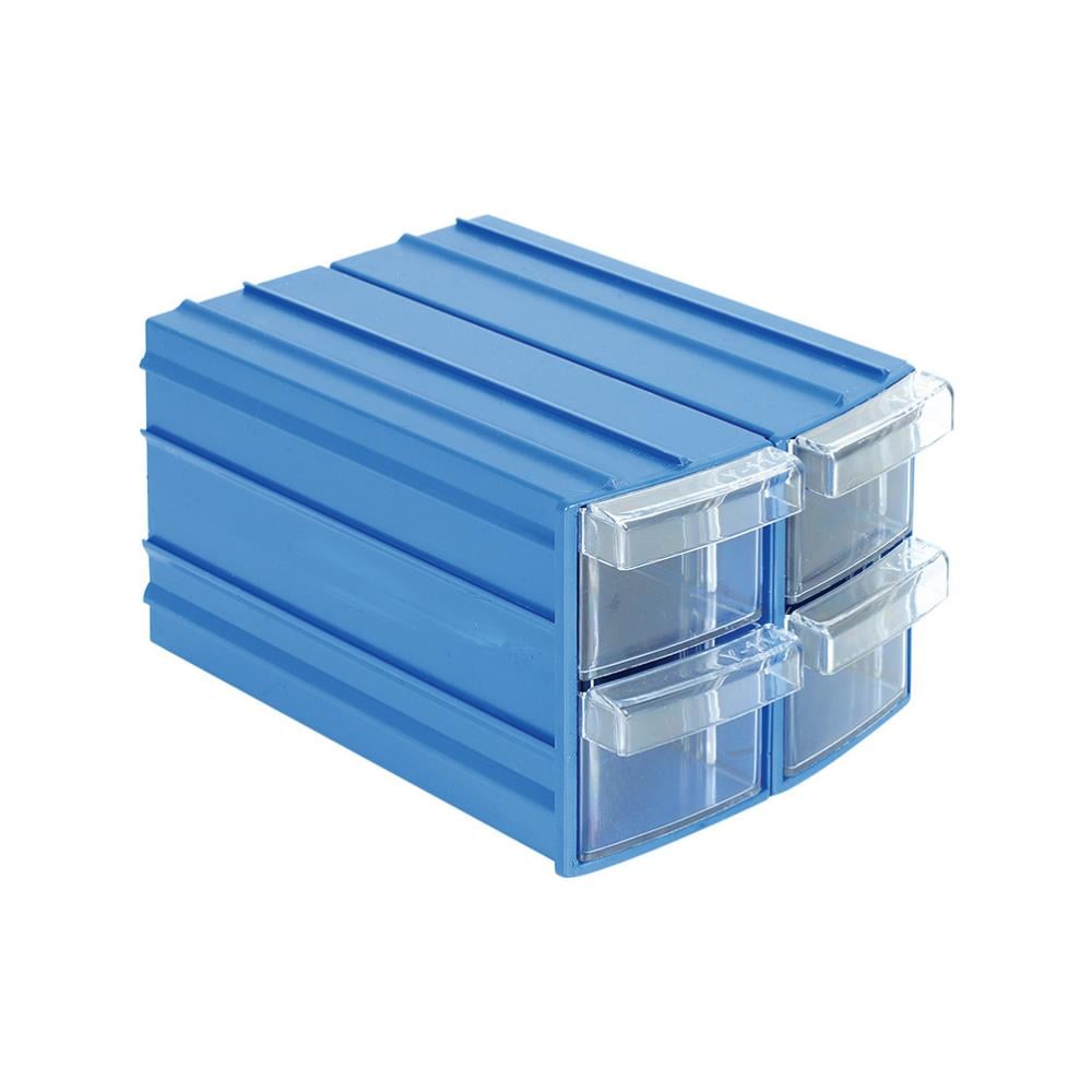 Sembol Plastik Oval Dört Çekmeceli Kutu Y 114 111x155x95mm Mavi-Şeffaf resmi