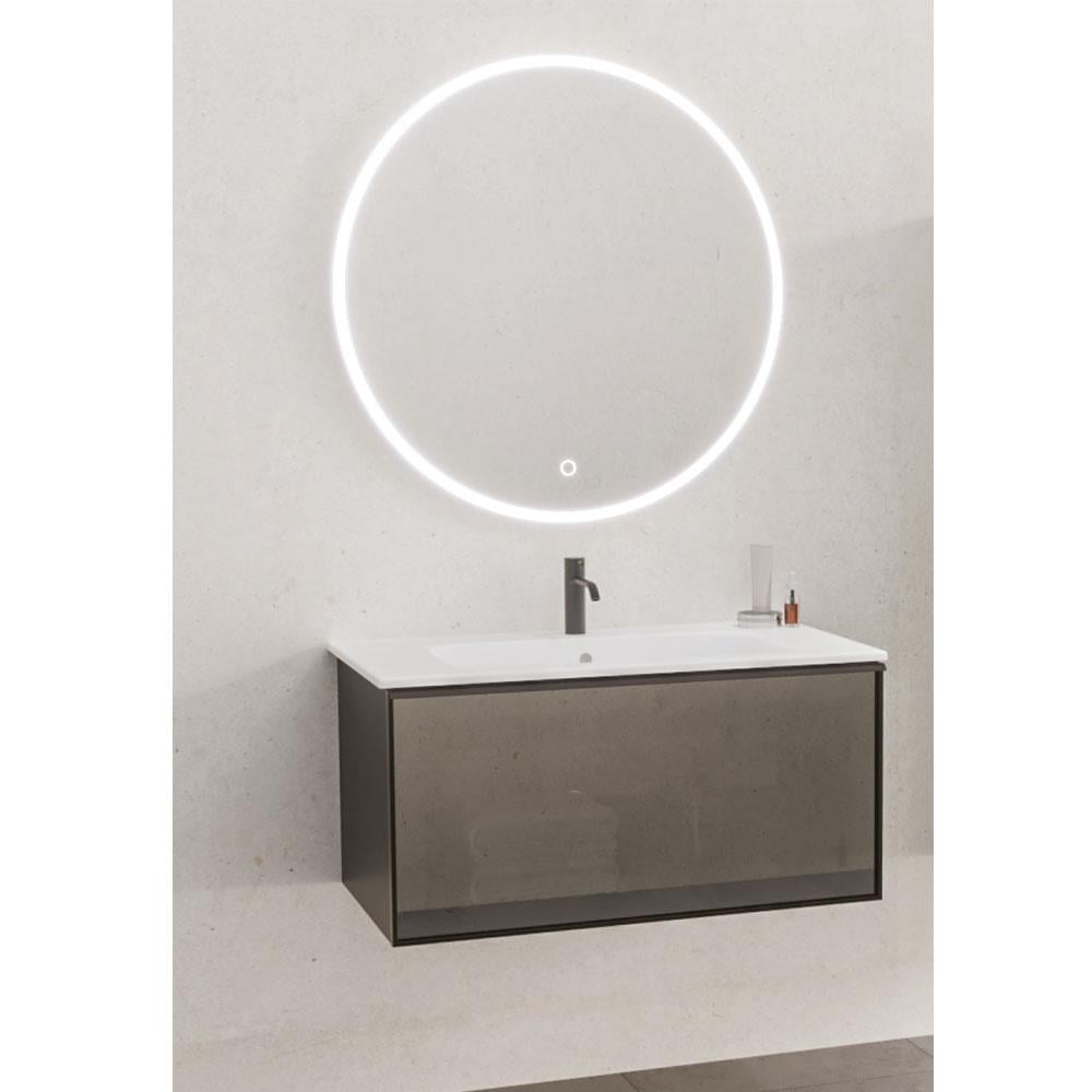 Aquanil Aston 80 Cm Beyaz Lavabolu Banyo Dolabı - Siyah resmi