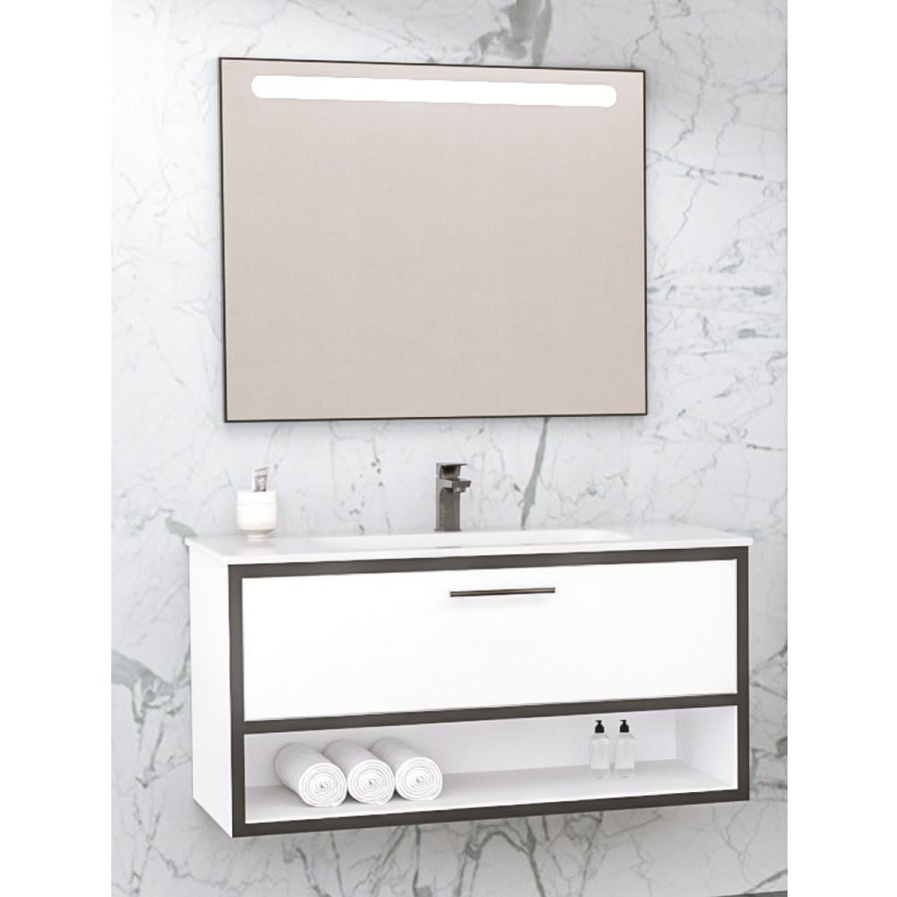 Aquanil Asya 100 Cm Banyo Dolabı - Beyaz/Siyah resmi