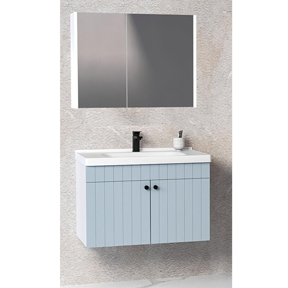 Aquanil Avien 80 Cm Bgn Banyo Dolabı - Mavi/Beyaz resmi