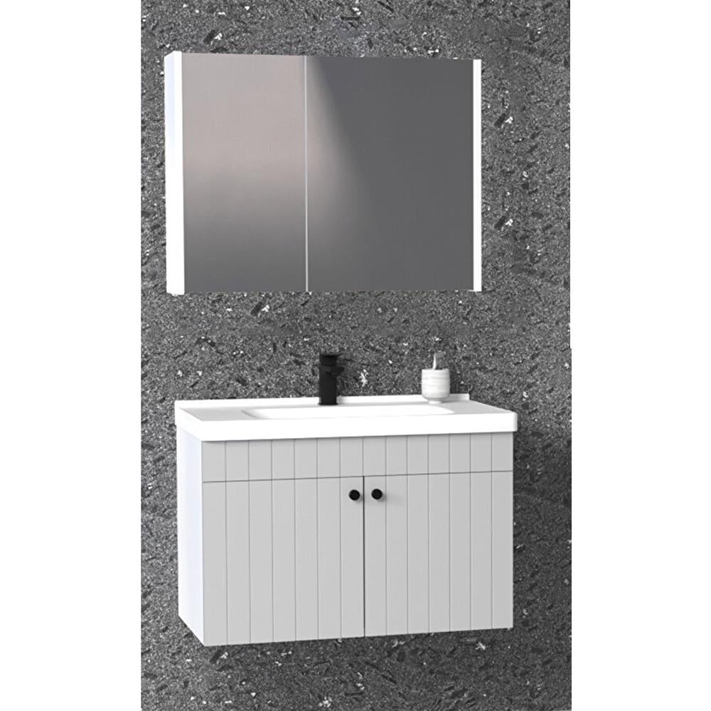 Aquanil Avien 80 Cm Bgn Banyo Dolabı - Gri/Beyaz resmi