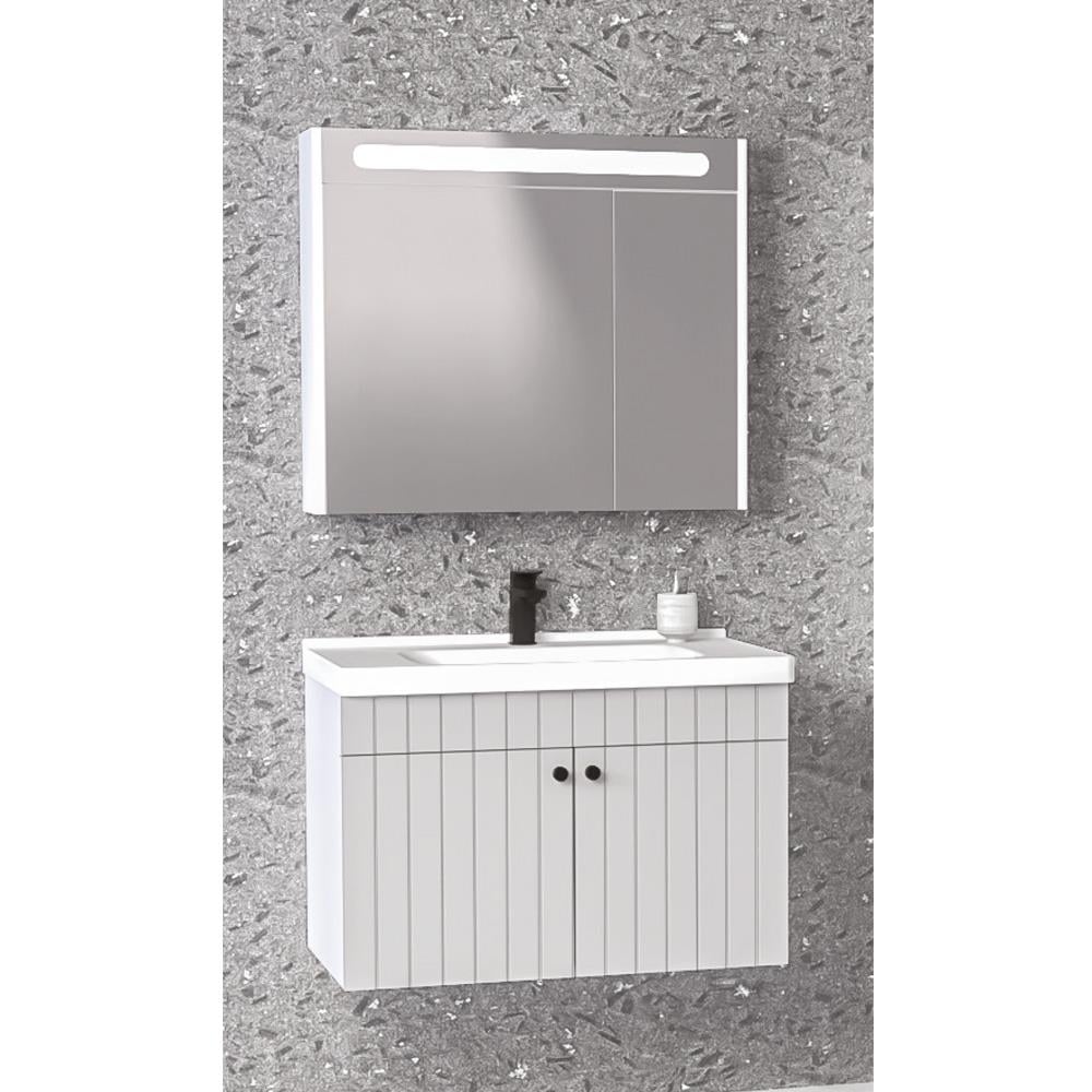 Aquanil Avien 80 Cm Bgn Banyo Dolabı - Krem/beyaz resmi