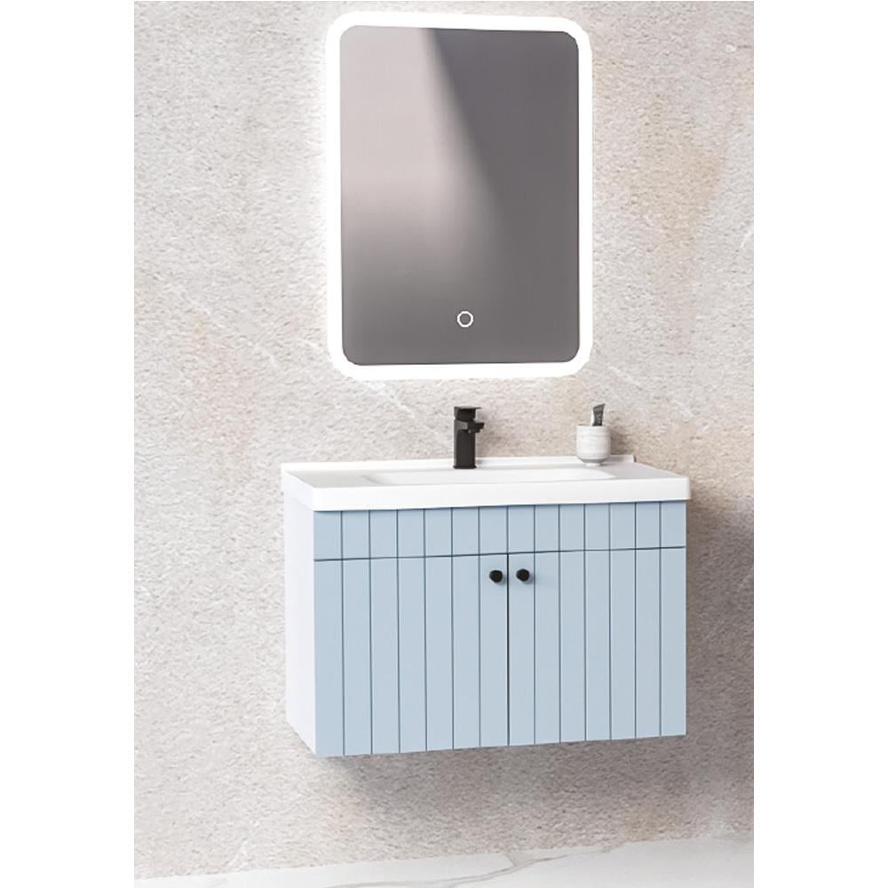 Aquanil Avien 80 Cm Cmr Banyo Dolabı - Mavi Beyaz resmi