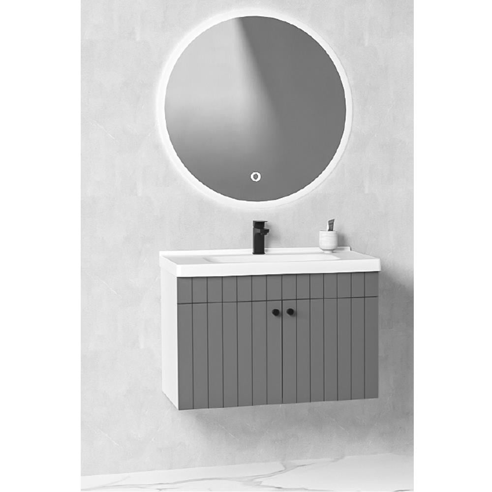 Aquanil Avien 80 Cm Orz Banyo Dolabı - Antrasit/Beyaz resmi