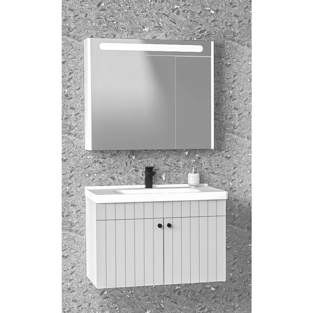Aquanil Avien 80 Cm Orz Banyo Dolabı - Gri/Beyaz resmi