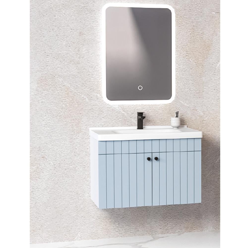 Aquanil Avien 80 Cm Orz Banyo Dolabı - Mavi Beyaz resmi