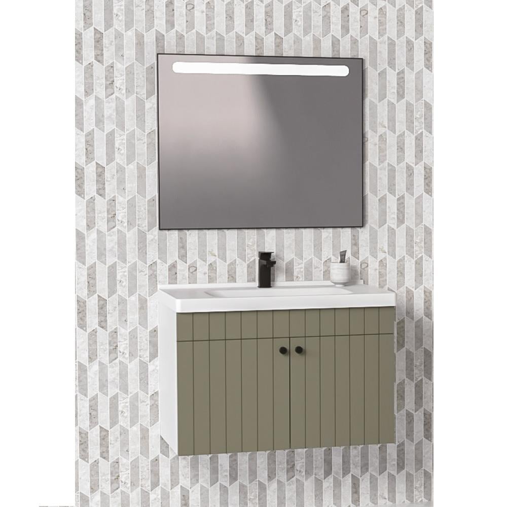 Aquanil Avien 80 Cm Orz Banyo Dolabı - Yeşil/Beyaz resmi