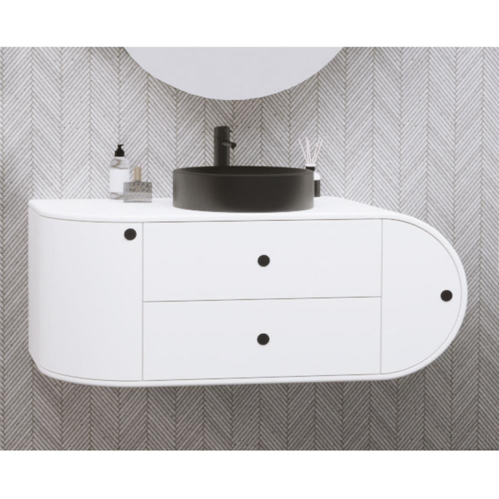 Aquanil Fantasia 115 Cm Siyah Lavabolu Banyo Dolabı - Beyaz resmi