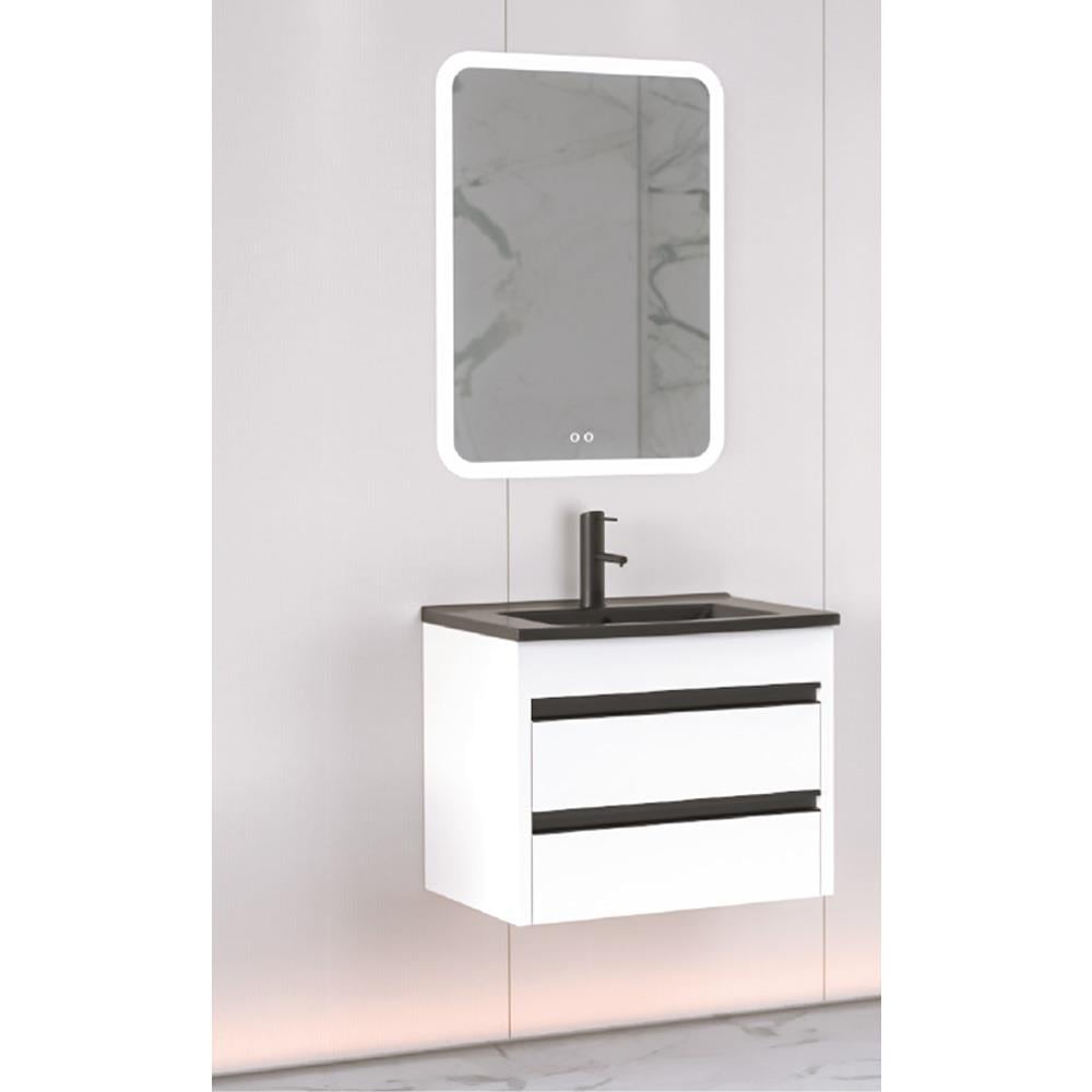 Aquanil Levante 65 Cm Cmr Siyah Lavabolu Banyo Dolabı - Beyaz resmi