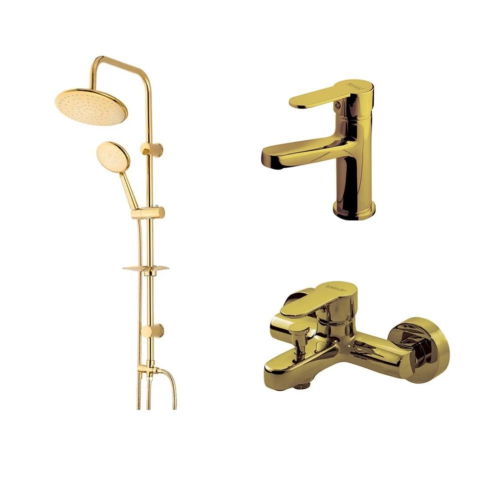 Newarc Domino 3'lü Banyo Seti Altın resmi