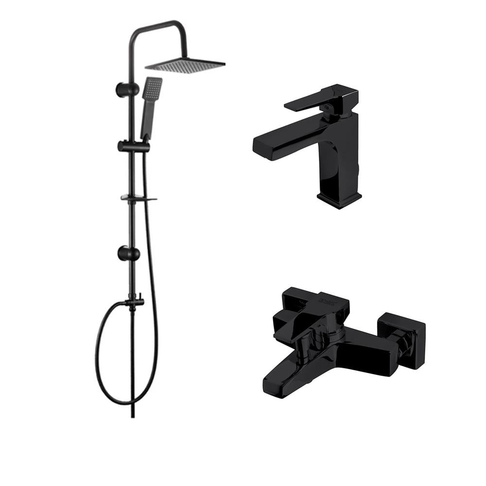 Newarc Aqua 3'lü Banyo Seti Siyah resmi