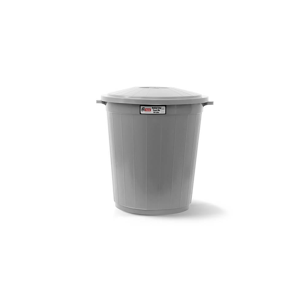 A Form 50 Lt Kapaklı Endüstriyel Çöp Kovası Gri Ck-50 101 resmi