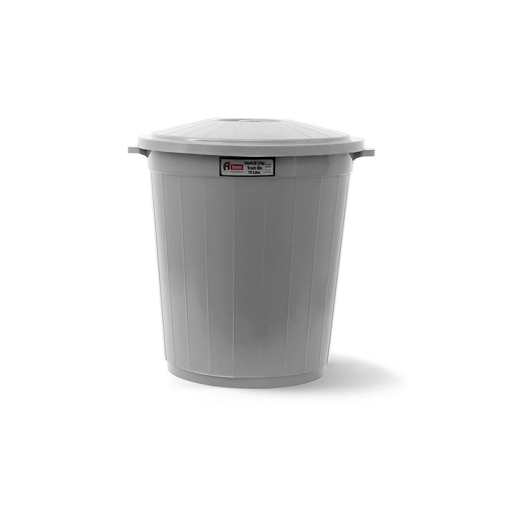 A Form 70 Lt Kapaklı Endüstriyel Çöp Kovası Gri Ck-70 101 resmi