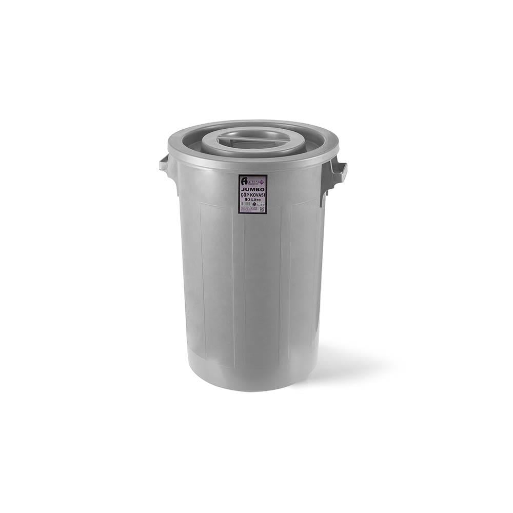 A Form 90 Lt Kapaklı Jumbo Sanayi Tipi Çöp Kovası Gri Jck 101 resmi