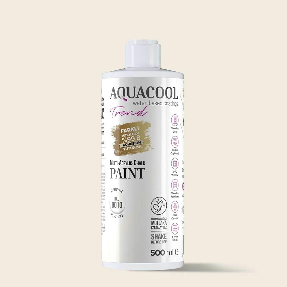 Aquacool Trend Mac Su Bazlı Akrilik Boya 500 Ml Saf Beyaz (Ral 9010) resmi