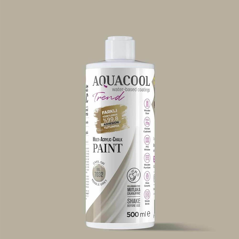 Aquacool Trend Mac Su Bazlı Akrilik Boya 500 Ml Çakil Gri (Ral 7032) resmi