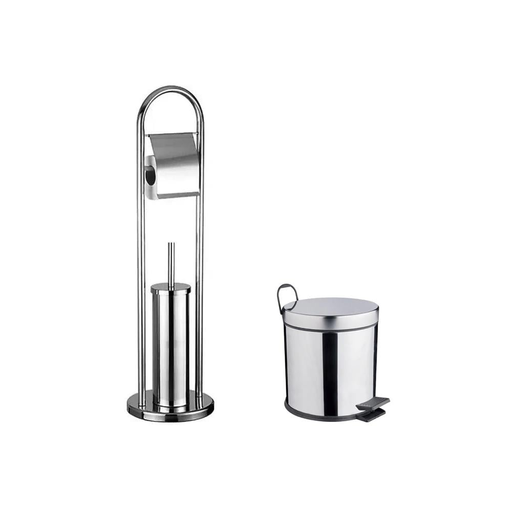 Maxiflow Ayaklı Wc Fırçalık Ve Çöp Kovası Seti Paslanmaz resmi