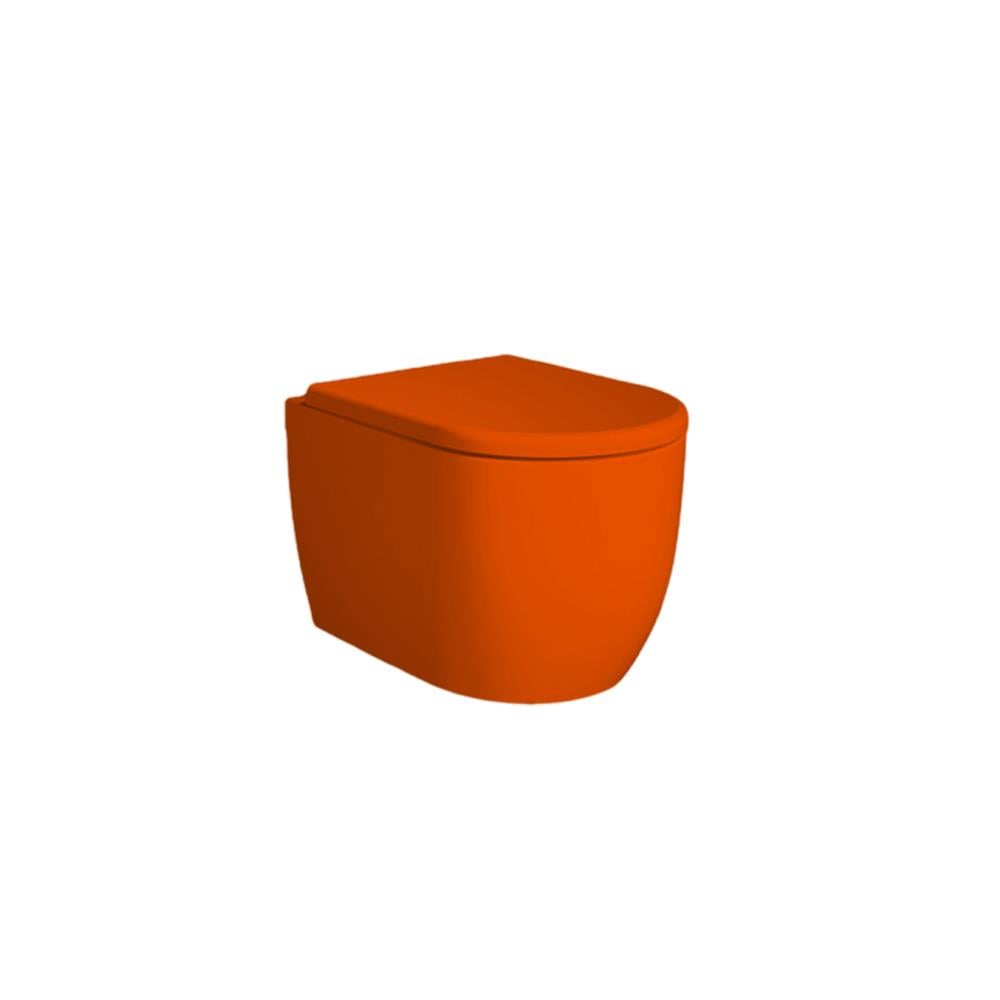 Newarc Moreno Rimless Kanalsız Asma Klozet Parlak Turuncu + Yavaş Kapanır Kapak resmi