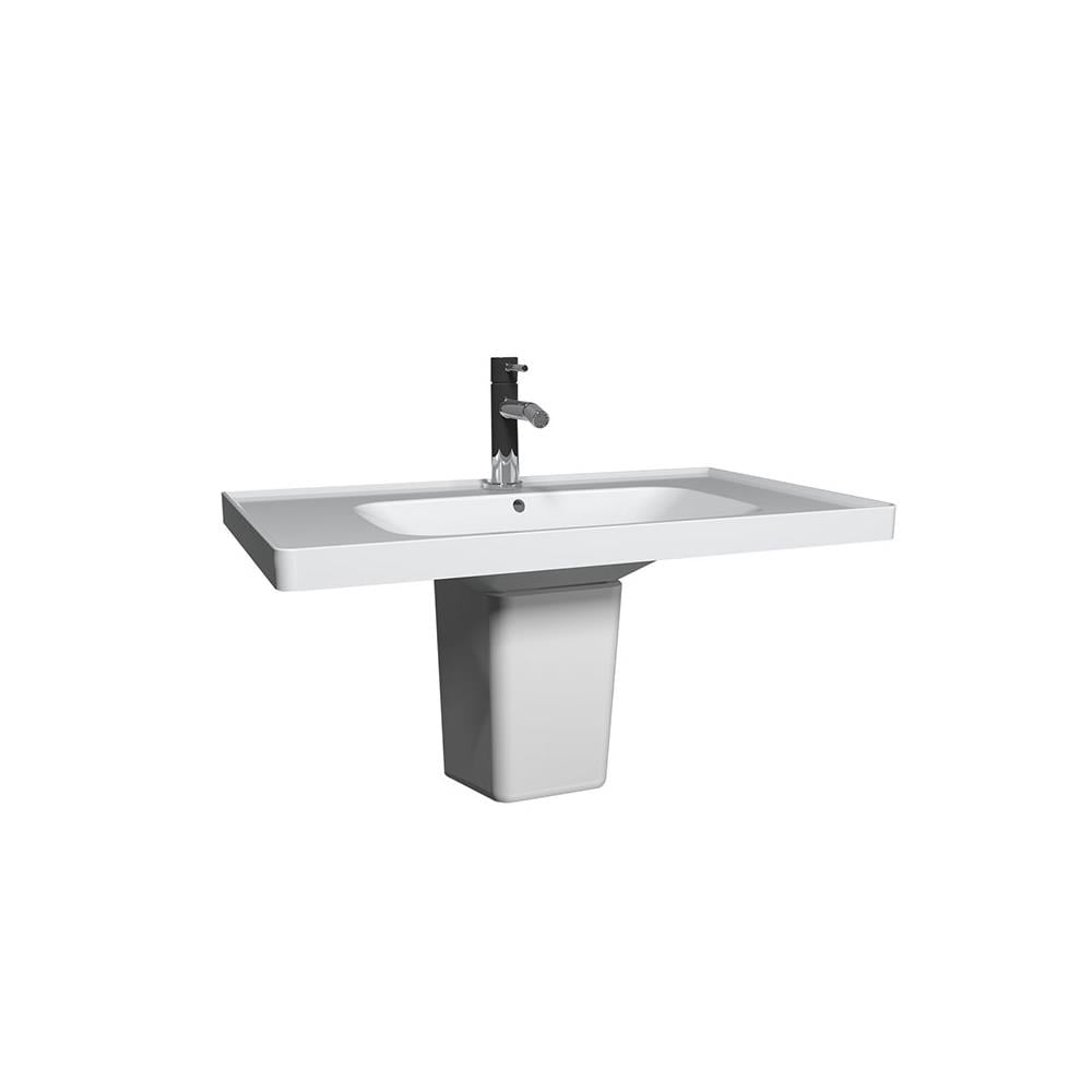 Newarc Newline Yarım Ayaklı Lavabo 50X38X4,5 Cm New.L.050 + Compact Lavabo Ayak Com.A011 resmi