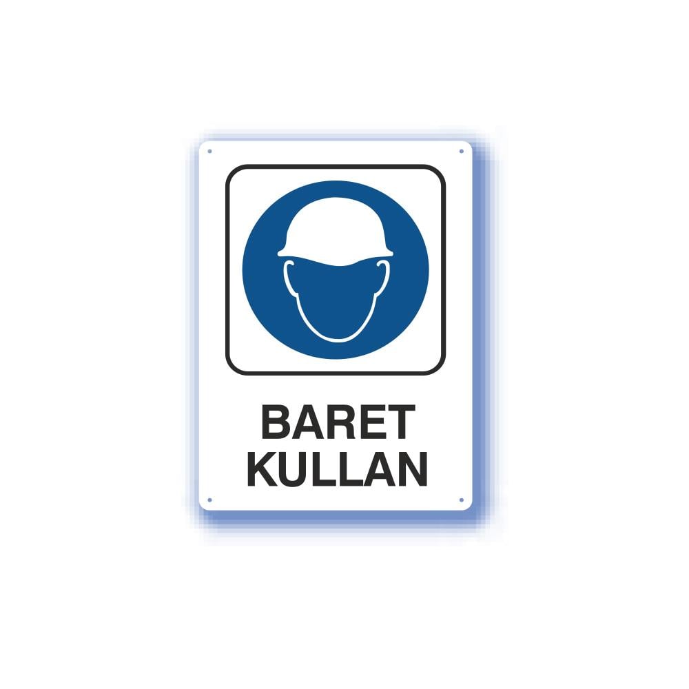 Metal İş Güvenliği Uyarı Levhası - Baret Kullan 25,5X36 Cm 551817 resmi