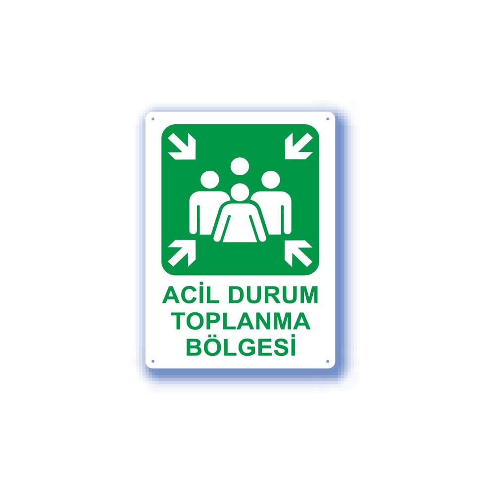 Metal İş Güvenliği Uyarı Levhası - Acil Durum Toplanma Bölgesi 25,5X36 Cm 551992 resmi