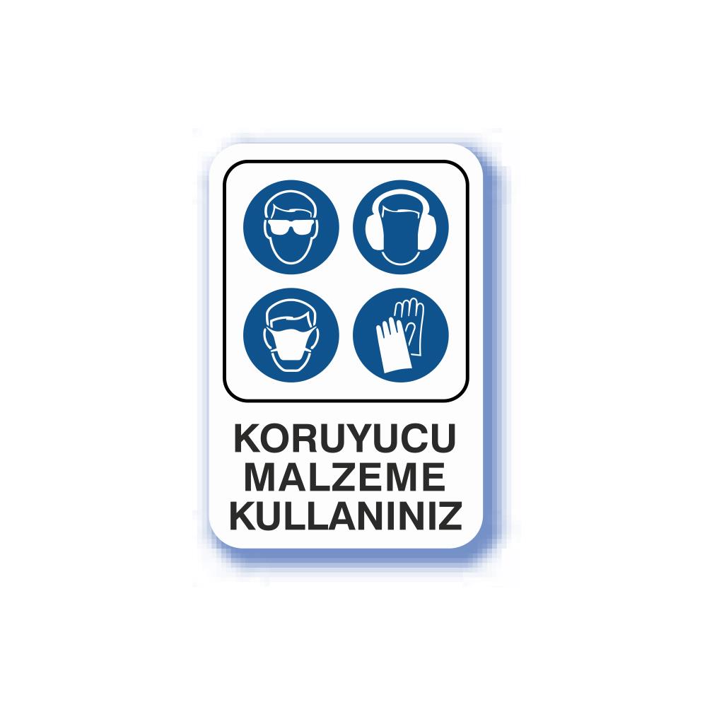 Pvc İş Güvenliği Uyarı Levhası - Koruyucu Malzeme Kullan 1 16X24 Cm 552302 resmi
