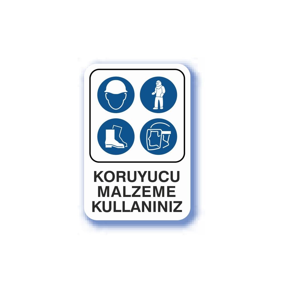 Pvc İş Güvenliği Uyarı Levhası - Koruyucu Malzeme Kullan 2 16X24 Cm 552319 resmi