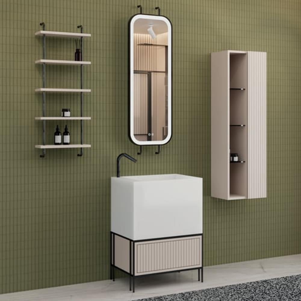 Aquanil Greta 65 Cm Banyo Dolabı - Krem resmi