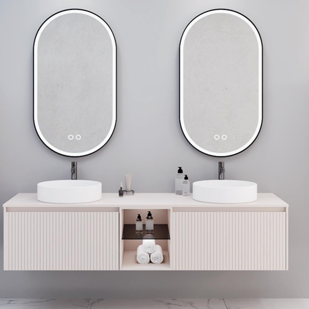 Aquanil Almonde 160 Cm Banyo Dolabı Beyaz Lavabolu - Krem resmi