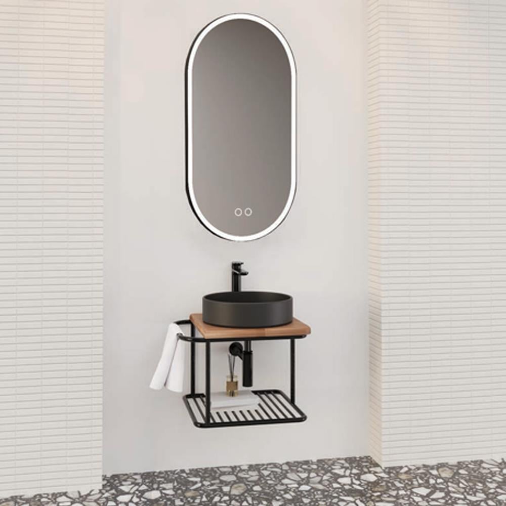 Aquanil Onika 55 Cm Lts Siyah Lavabolu Banyo Dolabı resmi